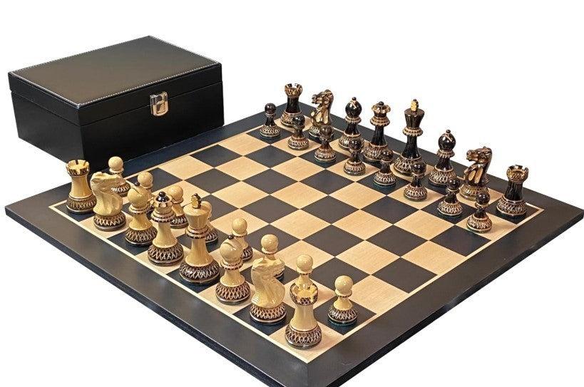 Luxury Wooden Chess Set – Artistic Weighted Pieces & Elegant Anegre Board