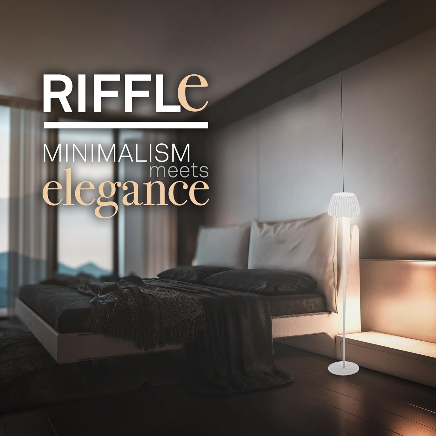 Rechargeable LED Floor Lamp White Touch Dimmable Wireless IP44 Modern