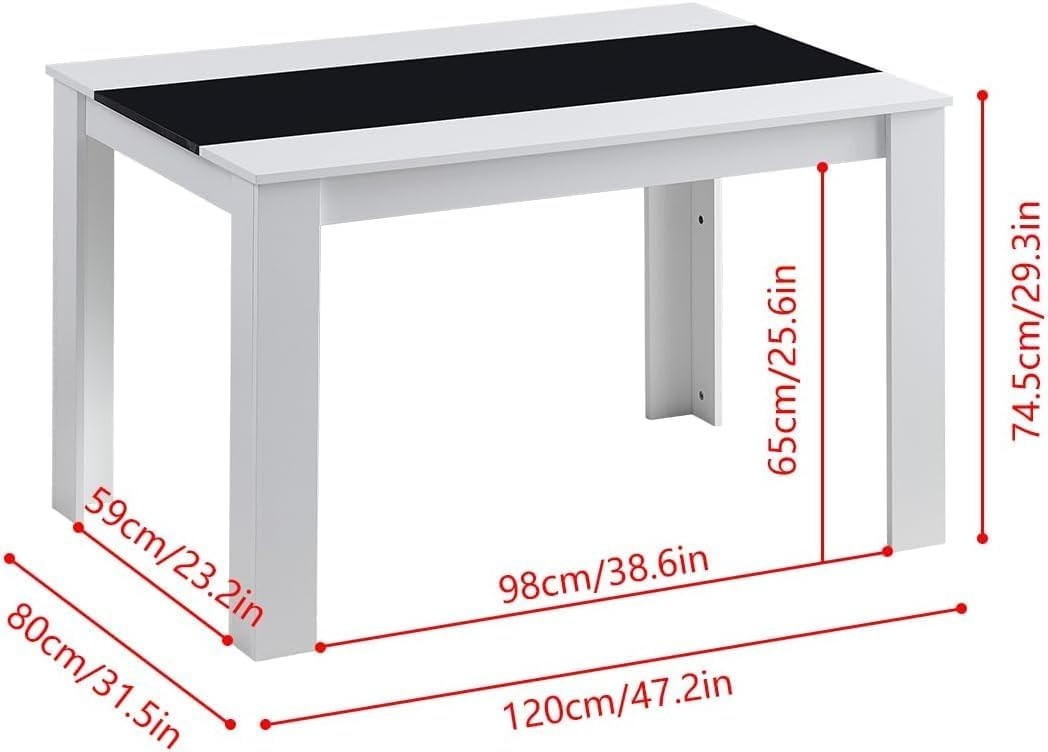 Modern White Dining Table Set 4 Seater w/ Grey Chairs for Small Space