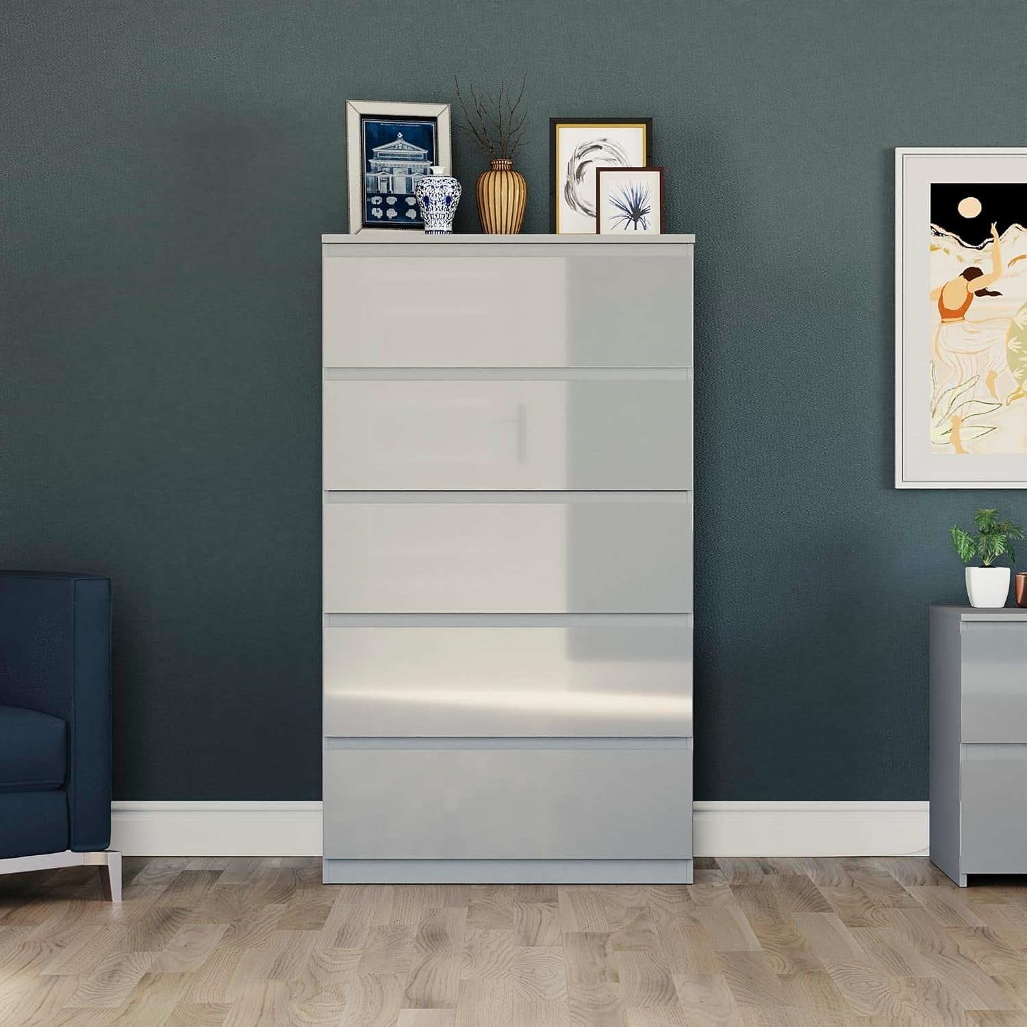 Modern 5-Drawer Chest Storage Cabinet for Bedroom, Hallway & Nursery
