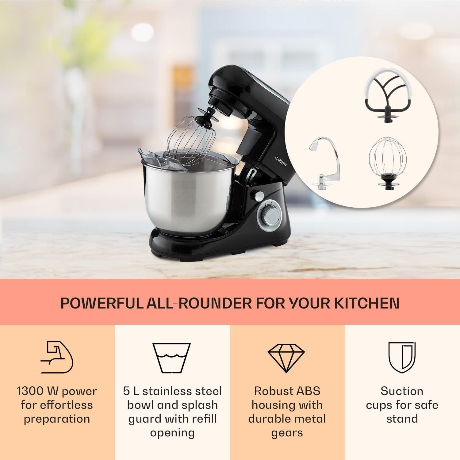 5L Stand Mixer with Planetary Mixing System 6 Speeds & Pulse Function