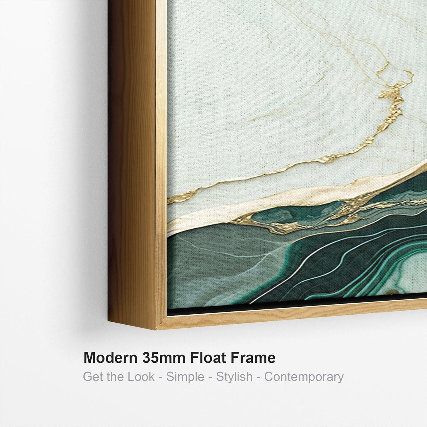 3Pcs Green & Gold Abstract Canvas – Large Framed Wall Art Set