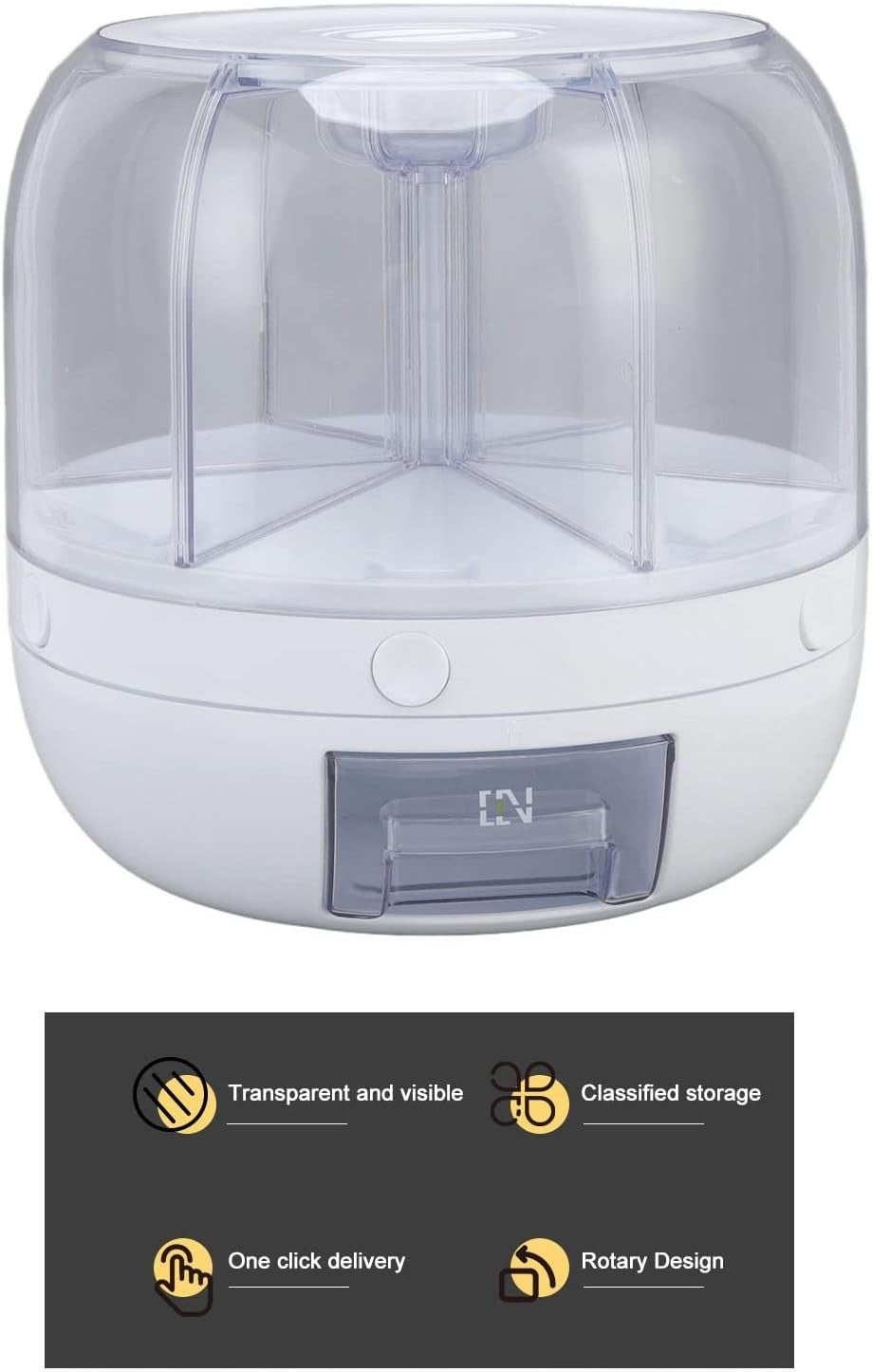 10KG Rotating Grain Dispenser One Button PP Rice Storage Container