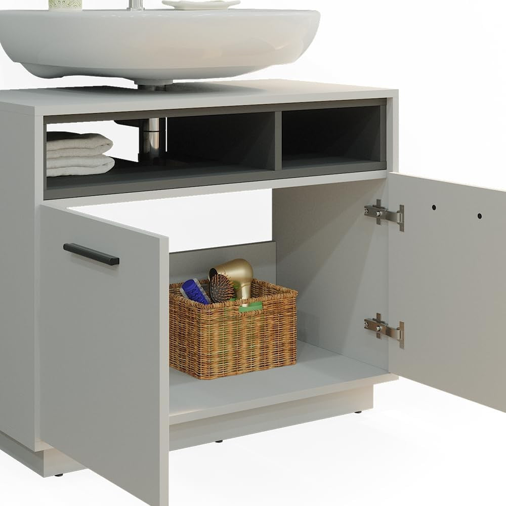 Grey Bathroom Sink Cabinet Vanity Storage Unit with Shelf 80x64cm Modern