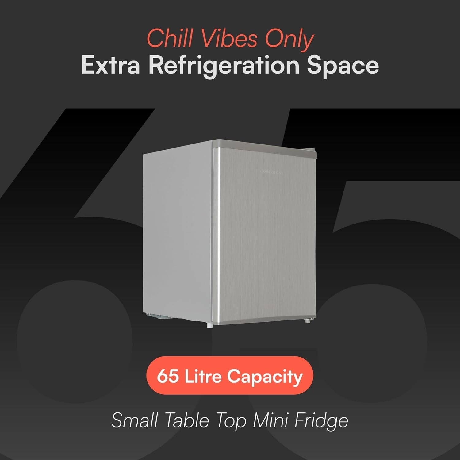 67L Table Top Mini Fridge Compact Freestanding Reversible Door Stainless