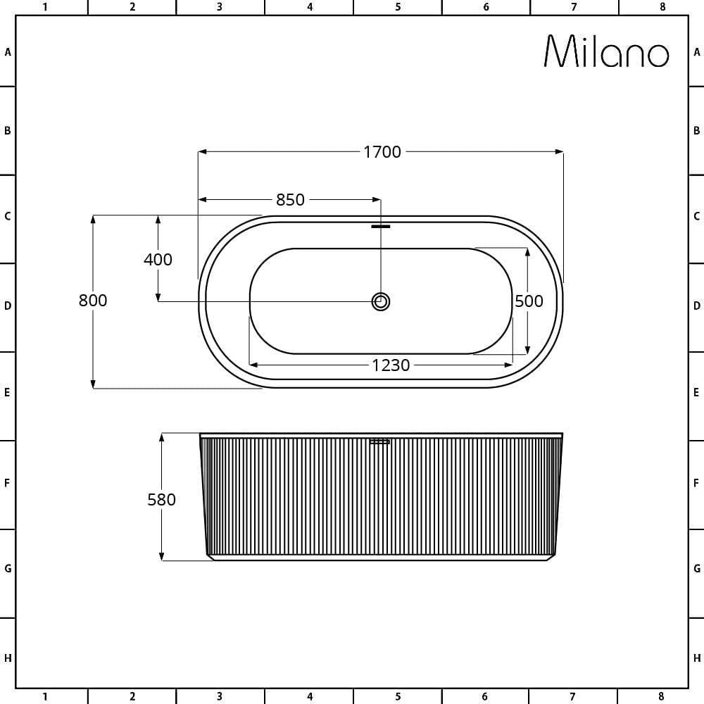 White Freestanding Double Ended Fluted Bath 1700x800mm Chrome Overflow
