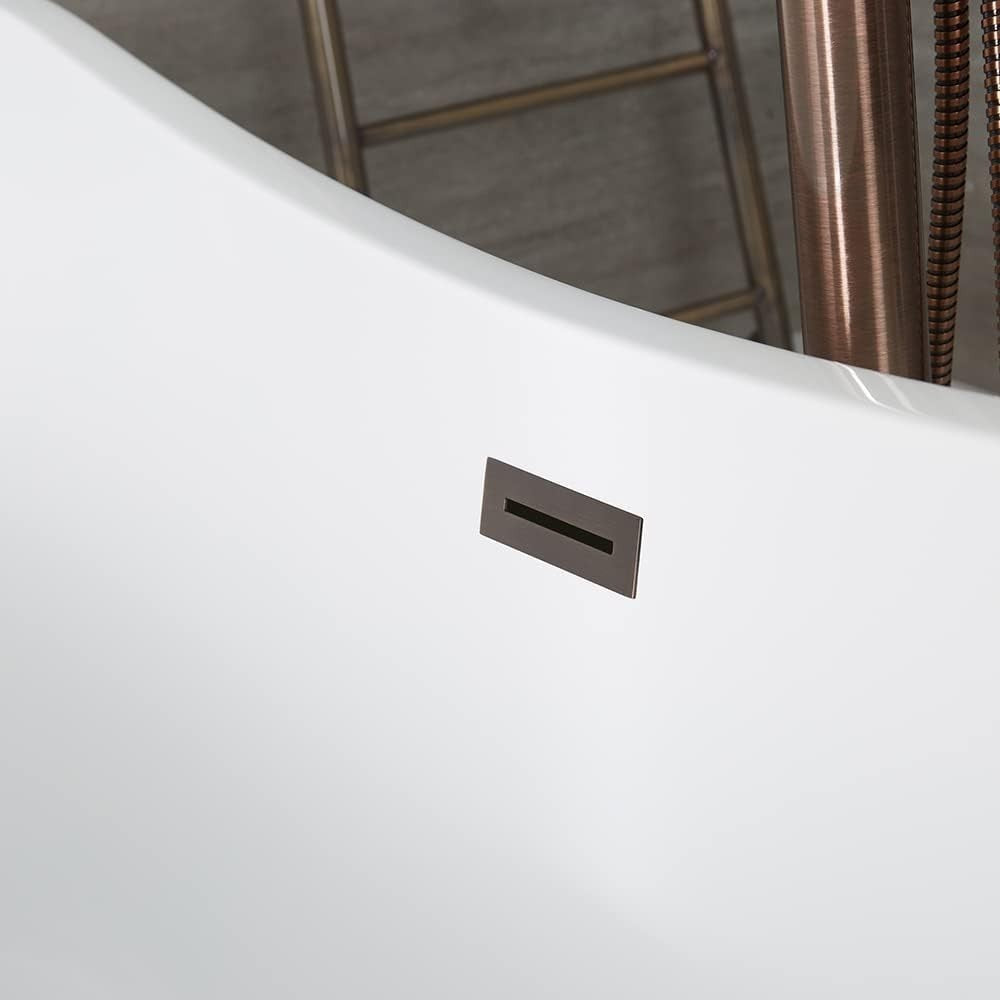 White Freestanding Double Ended Oval Bath 1830x710mm Bronze Overflow