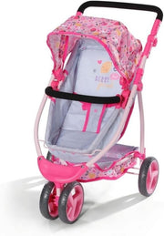 Doll Pram Jogger Pushchair Folding Hood Adjustable Handle 43cm Dolls