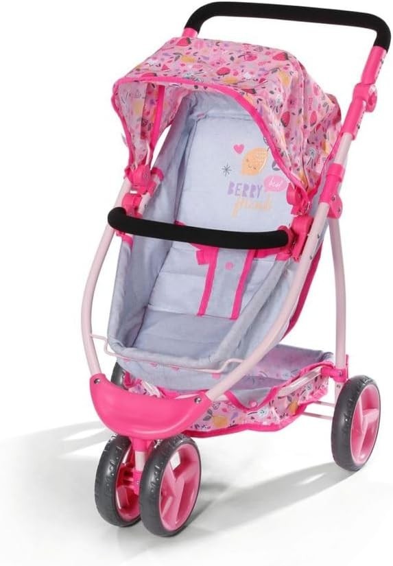 Doll Pram Jogger Pushchair Folding Hood Adjustable Handle 43cm Dolls