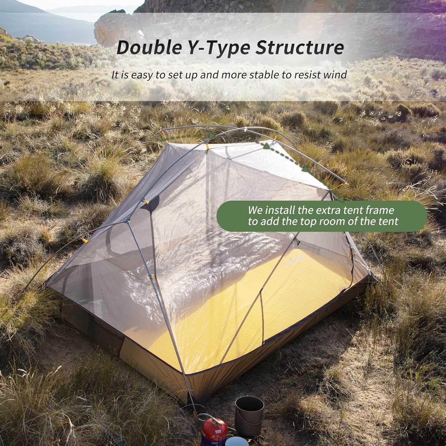 2 Person Ultralight Backpacking Tent 3000mm Waterproof
