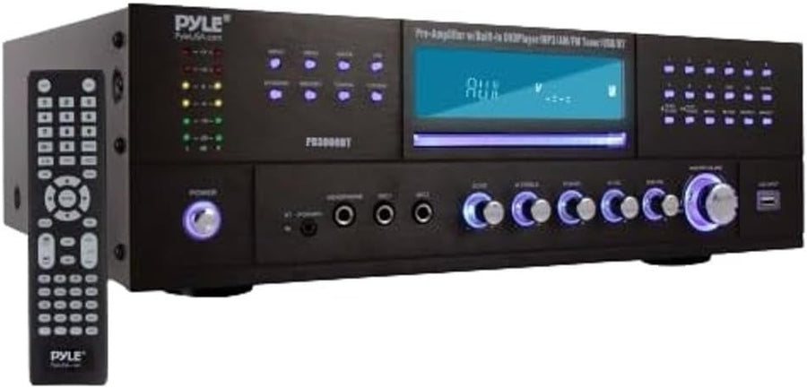 4-Channel 3000W Home Theater Bluetooth Amplifier USB Mic CD DVD