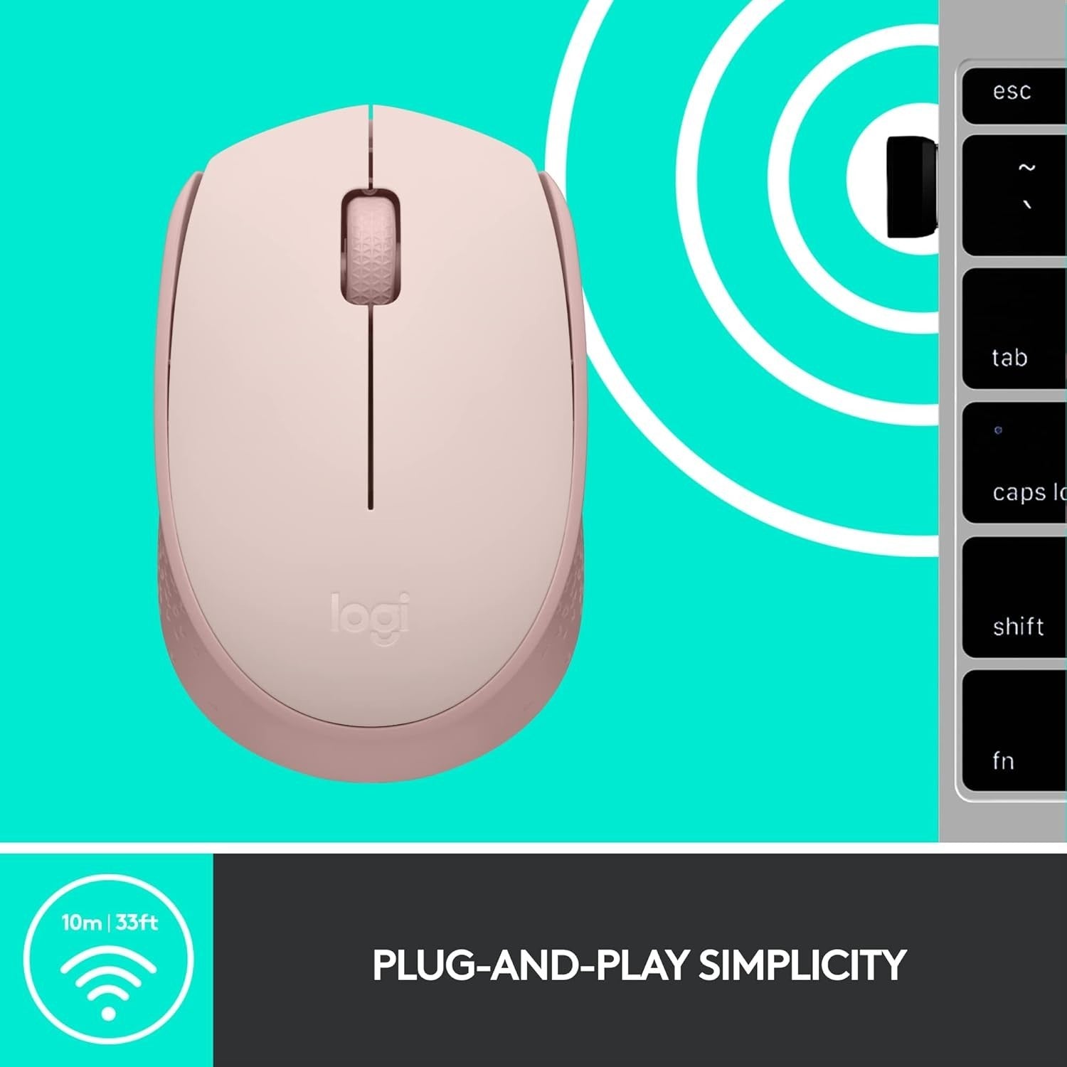 Wireless Mouse 2.4GHz USB Optical Laptop PC 12 Month Battery Pink