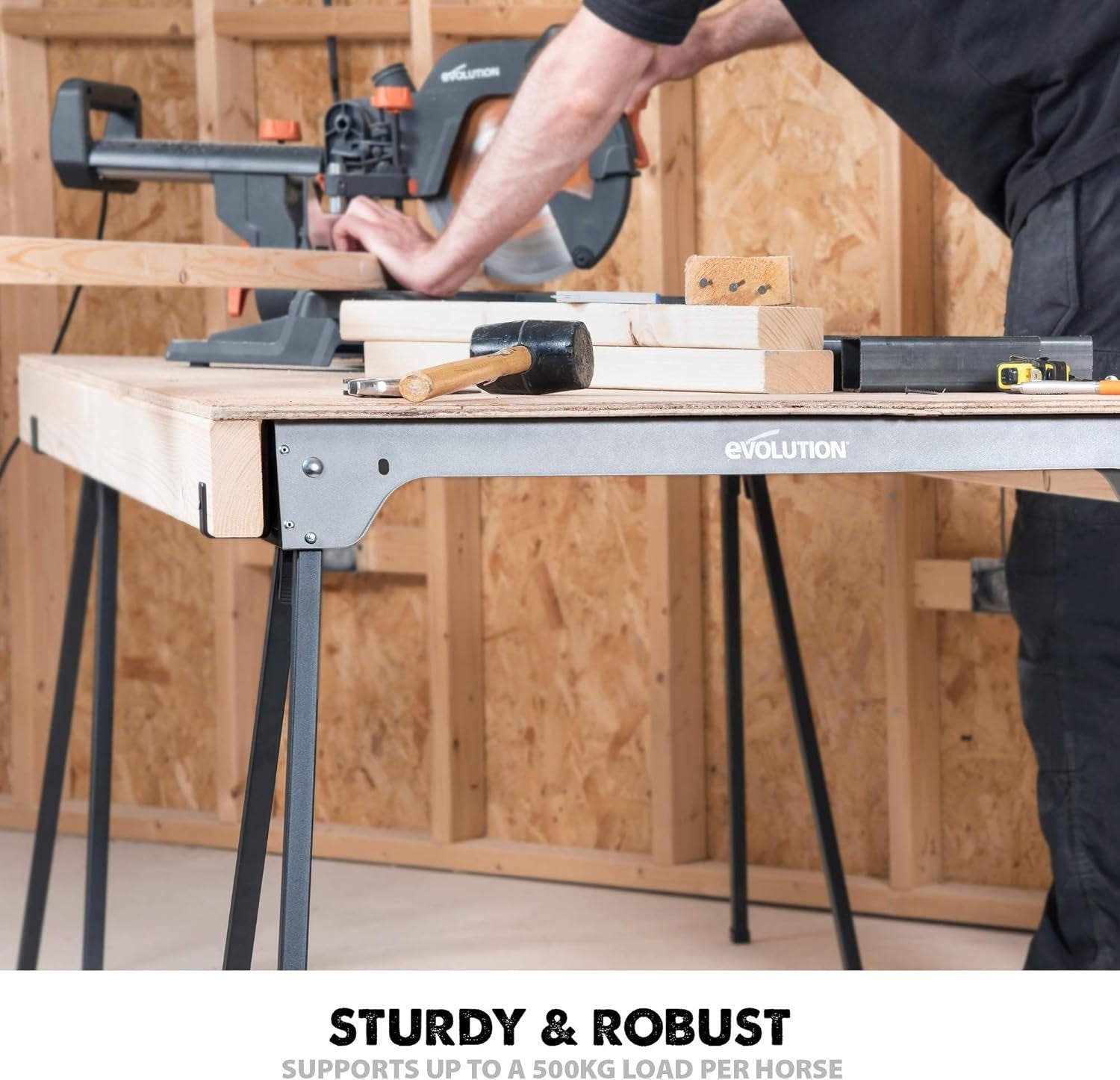 Folding Saw Horses Twin Pack 500kg Support Portable Heavy Duty Work Stands