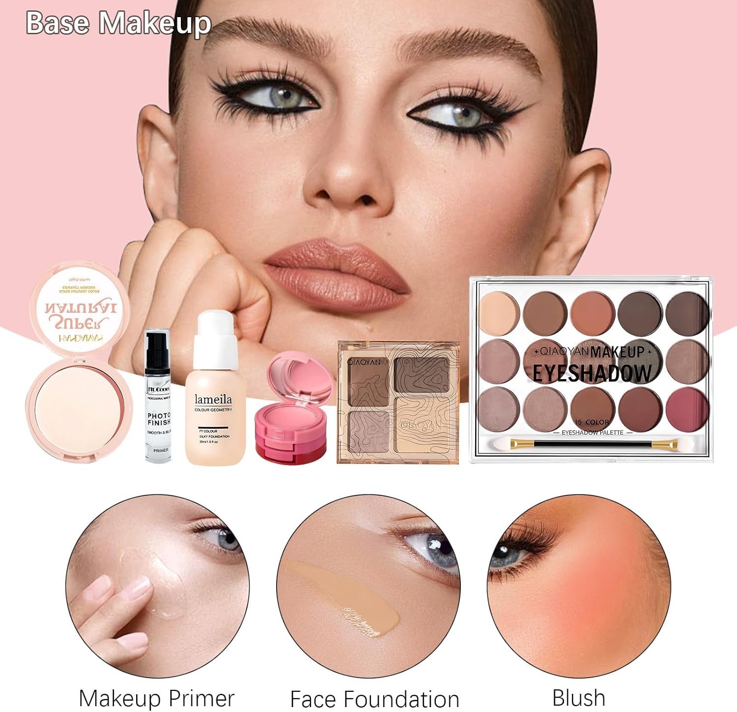 All In One Makeup Kit Set Foundation Eyeshadow Lipstick Brushes Bag