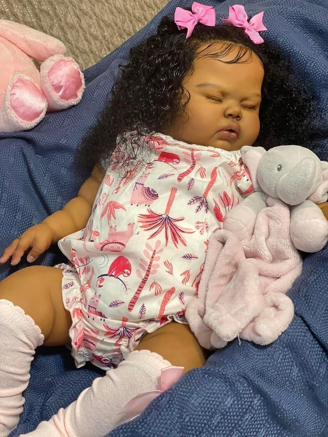 19in African American Reborn Baby Doll Silicone Vinyl Sleeping Toy Gift