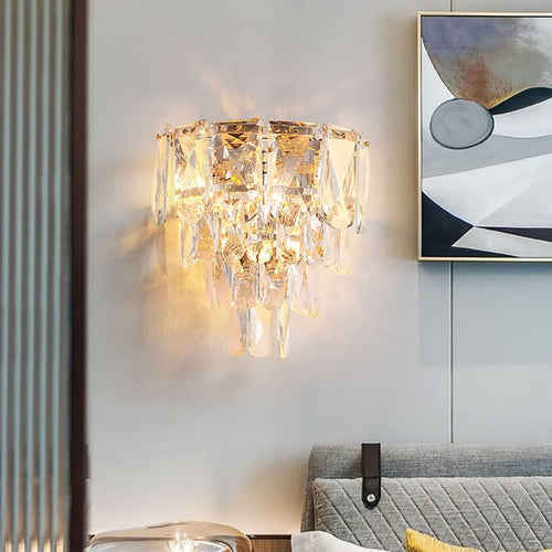 Gold Crystal Wall Light E14 Modern Sconce for Bedroom Hotel Hallway
