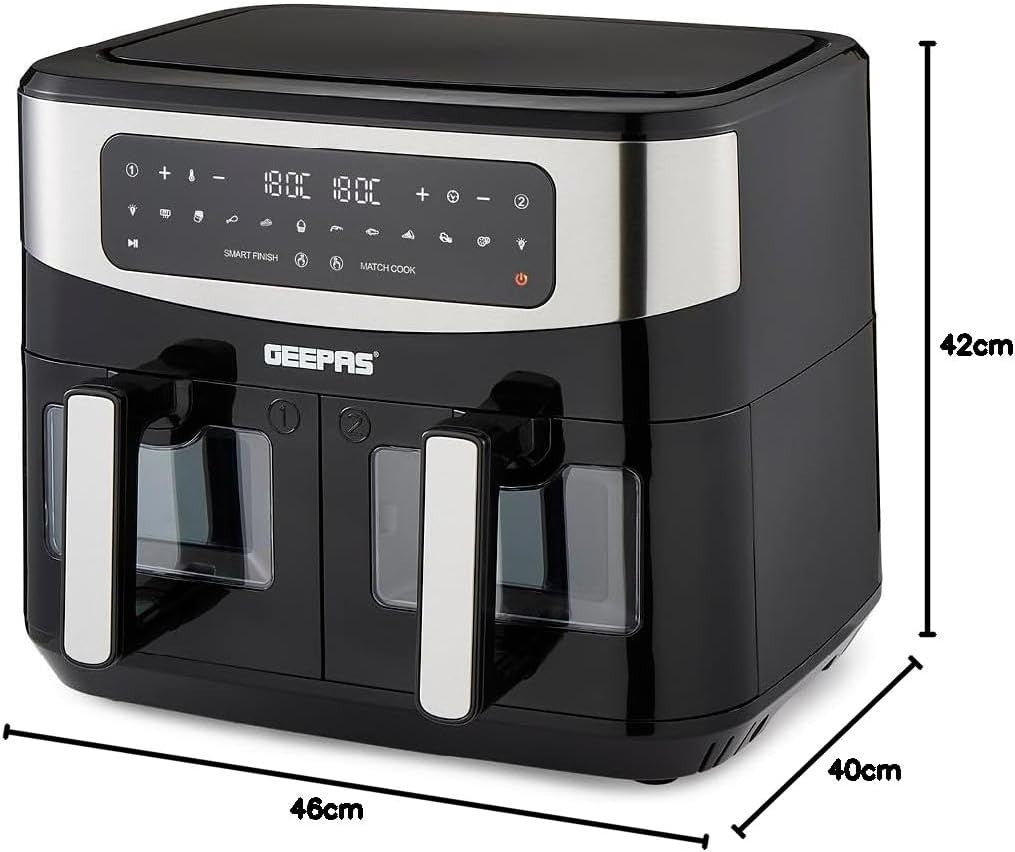 Dual Zone Air Fryer 9L | 2 Drawers Touch Screen 10 Presets Fast Healthy Cooking