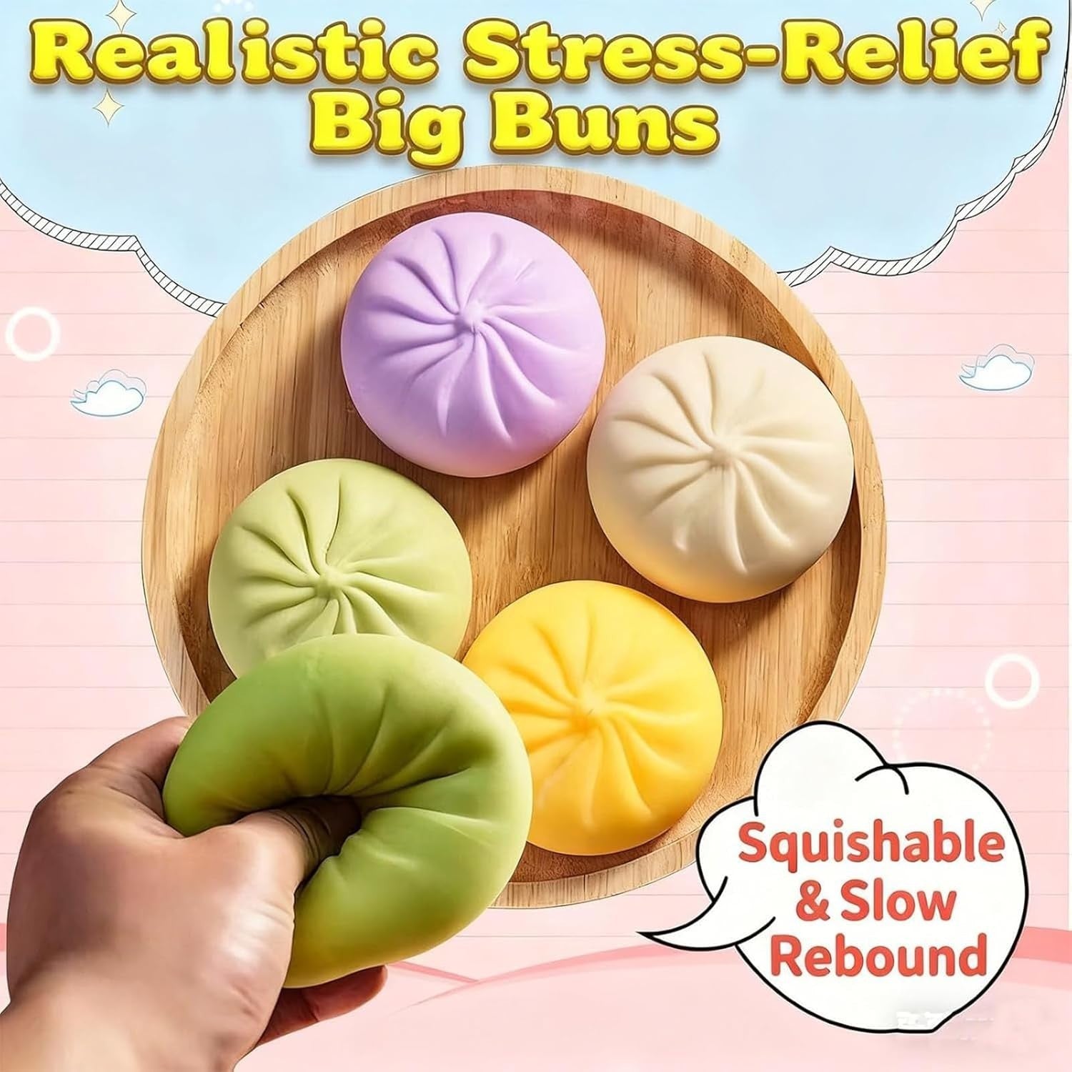 Giant Dumpling Squishy Stress Relief Jumbo Squeeze Fidget Toy