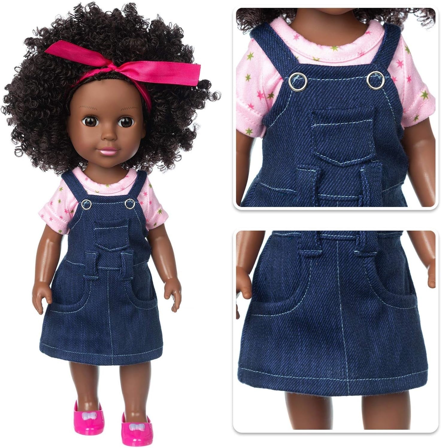14.5” Black Baby Doll Realistic Silicone Girl Washable Doll Set