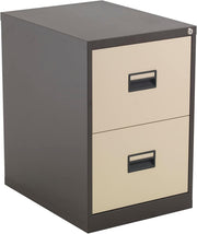 Coffee Cream Steel Filing Cabinet 2 Drawer Lockable Heavy Duty 70cm