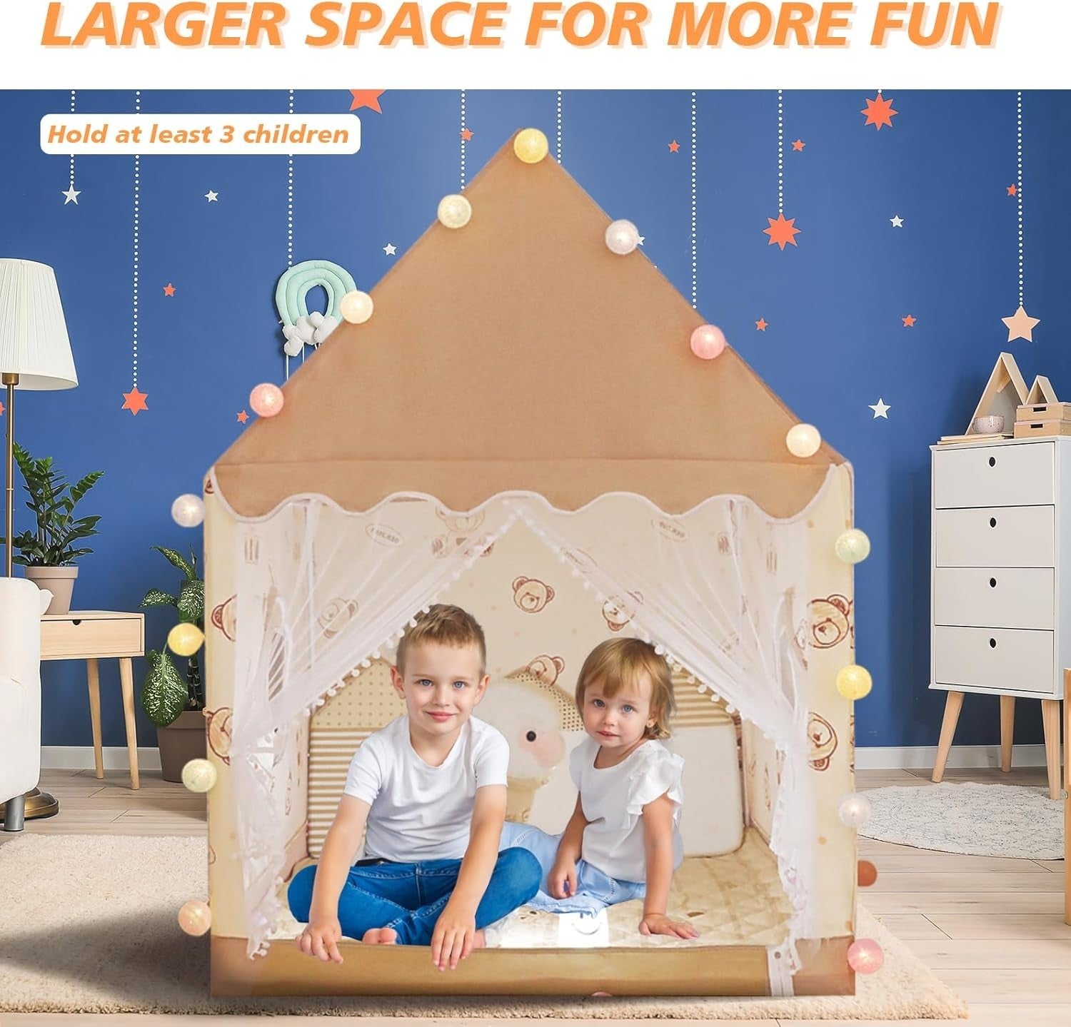 Kids Play Tent Indoor Outdoor Soft Playhouse Easy Setup Ages 3+