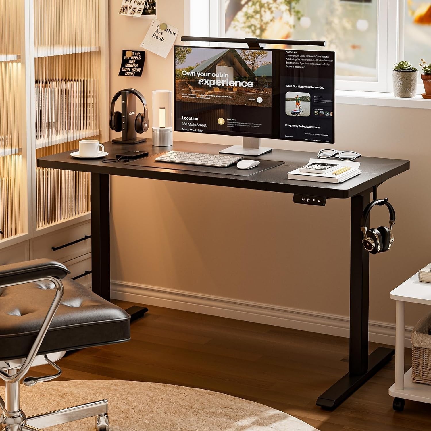 Electric Standing Desk 100x60cm w/Memory Control, Adjustable Height, Black