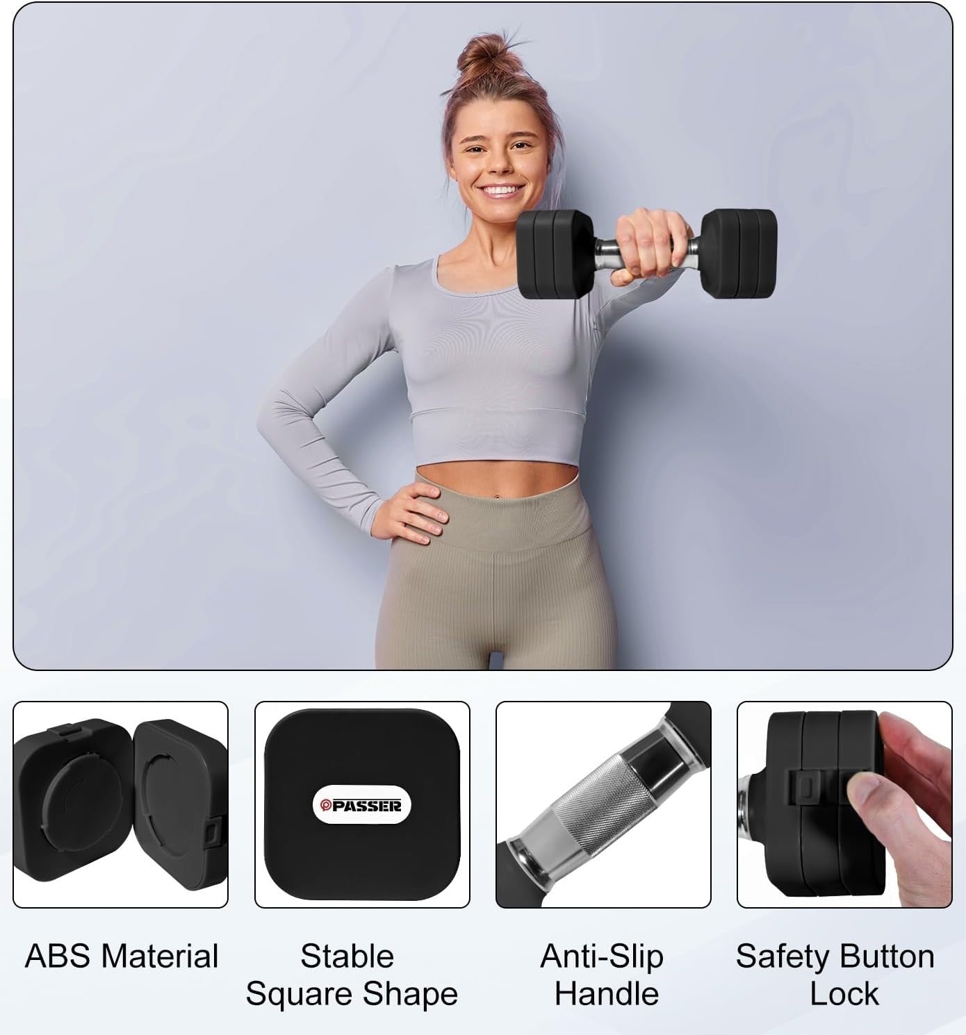 4-in-1 Adjustable Dumbbell Set Pair 2–10kg Square Non-Slip Home Gym Weights