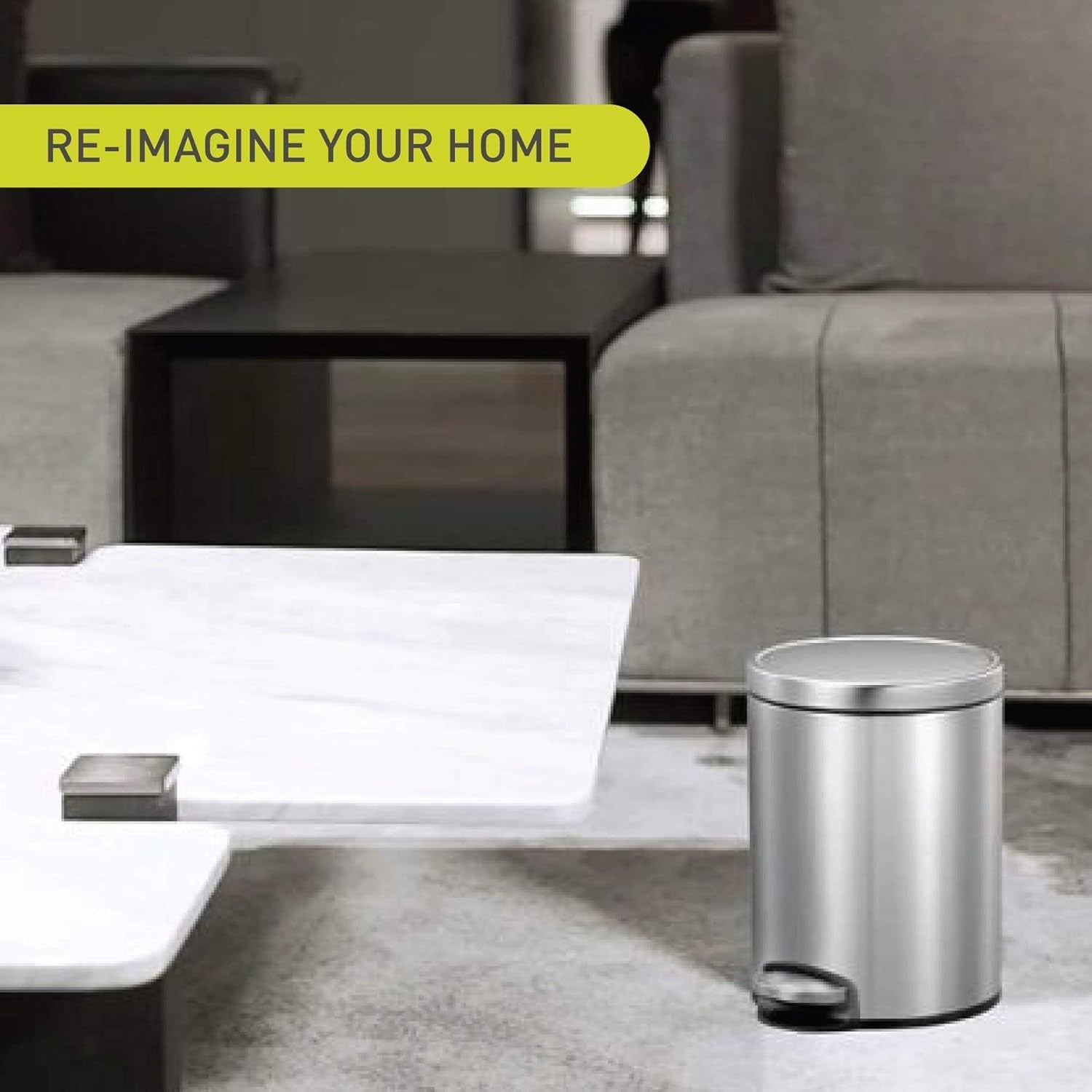 5L Stainless Steel Pedal Bin – Soft Close Bathroom Trash Can