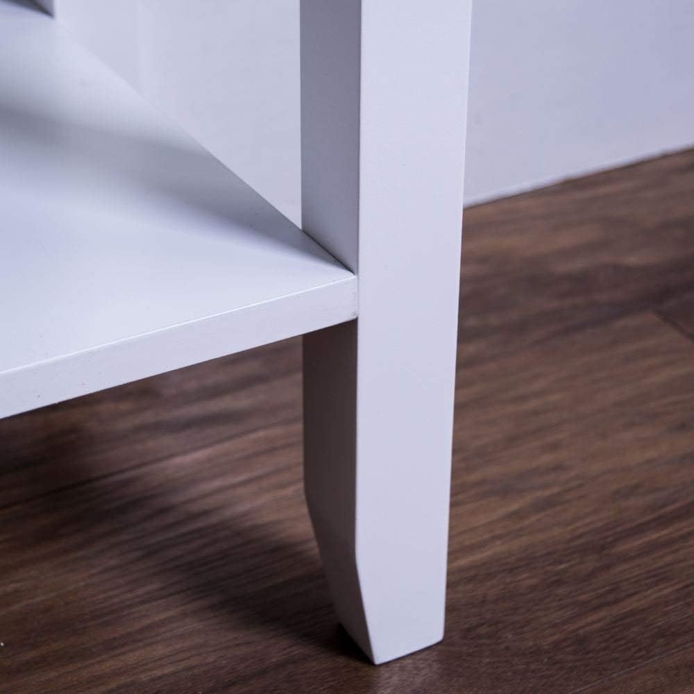 White Console Table with 2 Drawers & Undershelf – Sturdy Hallway Storage