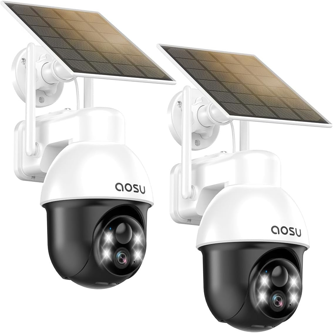 2 Pack Solar Security Cameras Wireless PTZ 2K Auto Tracking WiFi