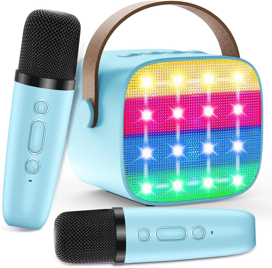 Portable Bluetooth Karaoke Machine 2 Wireless Mics Party Speaker