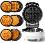 6-in-1 Mini Waffle Maker 4.5'' Removable Plates Ceramic Coating White