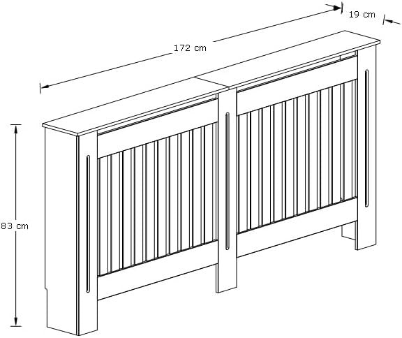 White Radiator Cover Cabinet XL | MDF Vertical Slat Wood Shelf