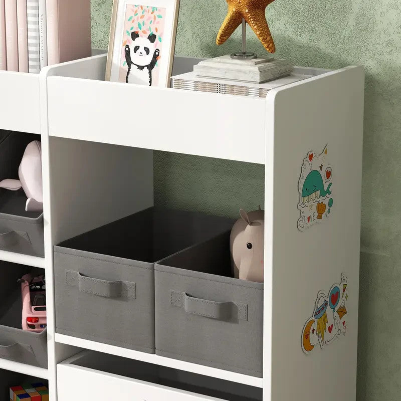 Kids Toy Storage Unit with Bins Cabinet & Shelves for Playroom Nursery