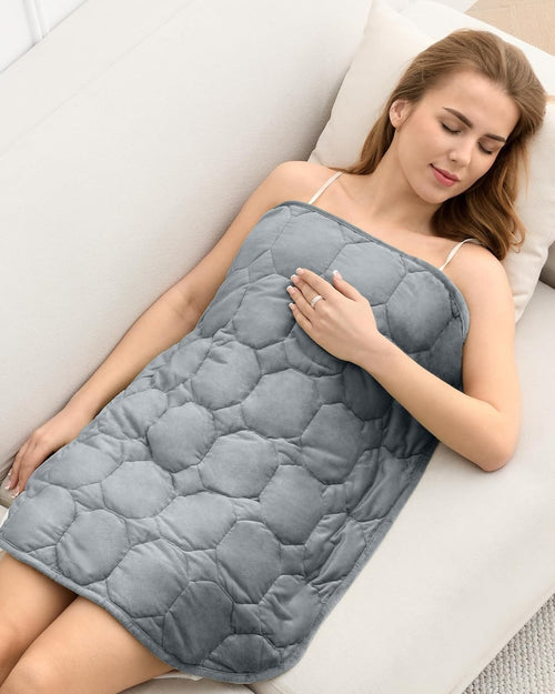 5lbs Weighted Lap Blanket Grey 29x33" Crystal Velvet for Relaxation & Travel