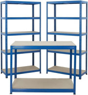 Garage Storage Kit with 2 Shelving Bays & Heavy Duty Workbench 265kg Shelves