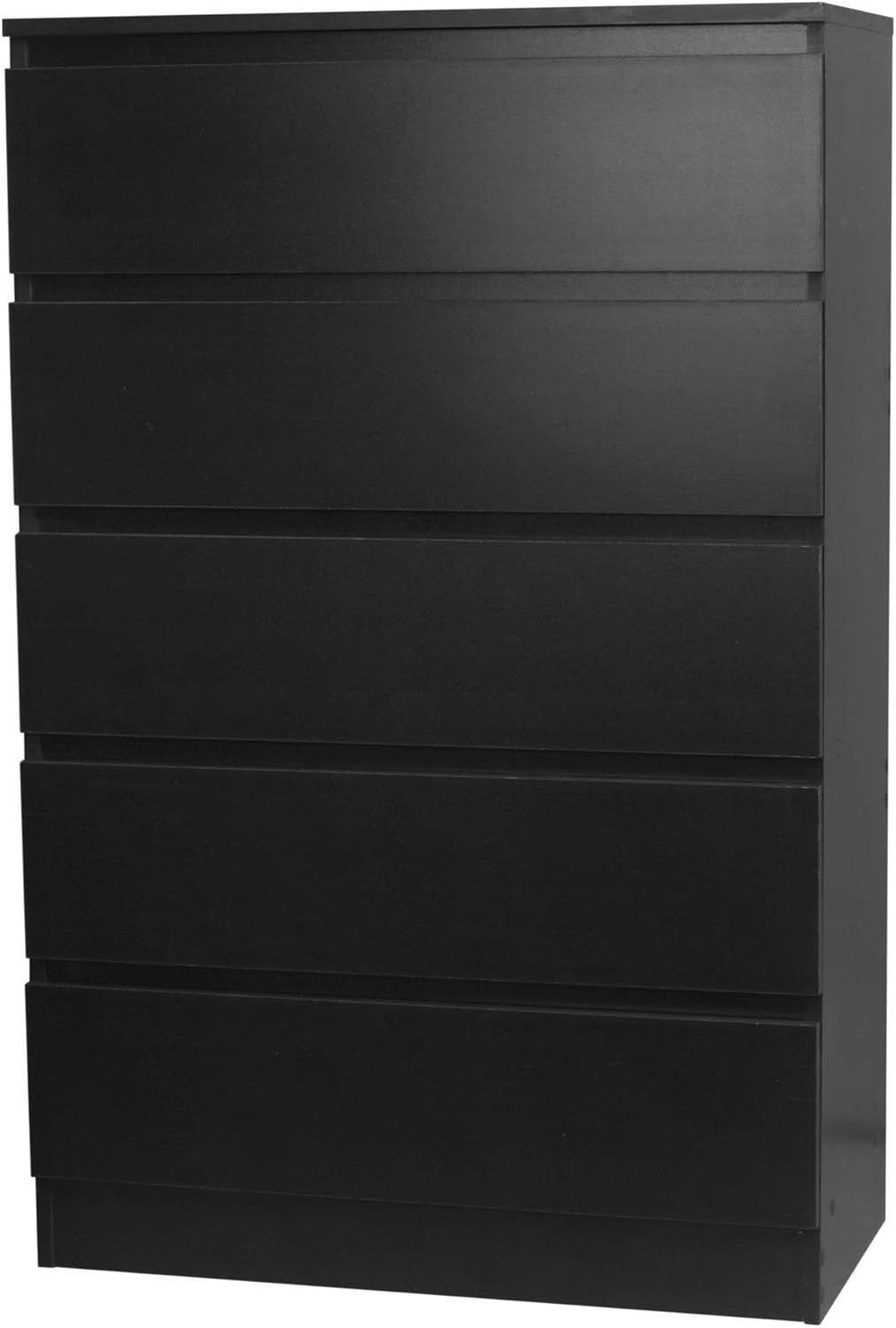 Modern 5 Drawer Black Chest Bedroom Storage Cabinet Handle-Free Design