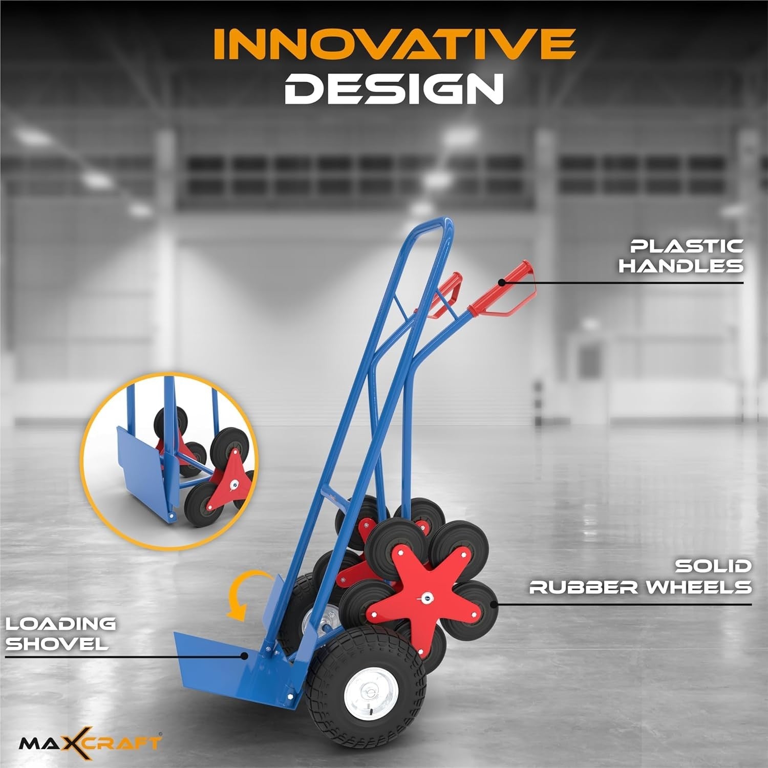 Heavy Duty Stair Climber Sack Truck 200kg 12-Wheel Hand Trolley Blue