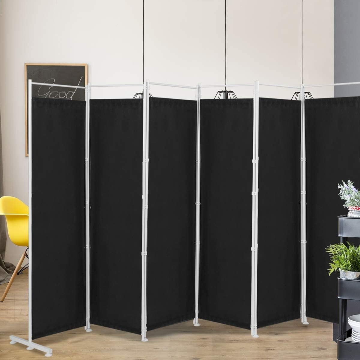 6 Panel Black Folding Room Divider Privacy Screen Freestanding Partition 180cm