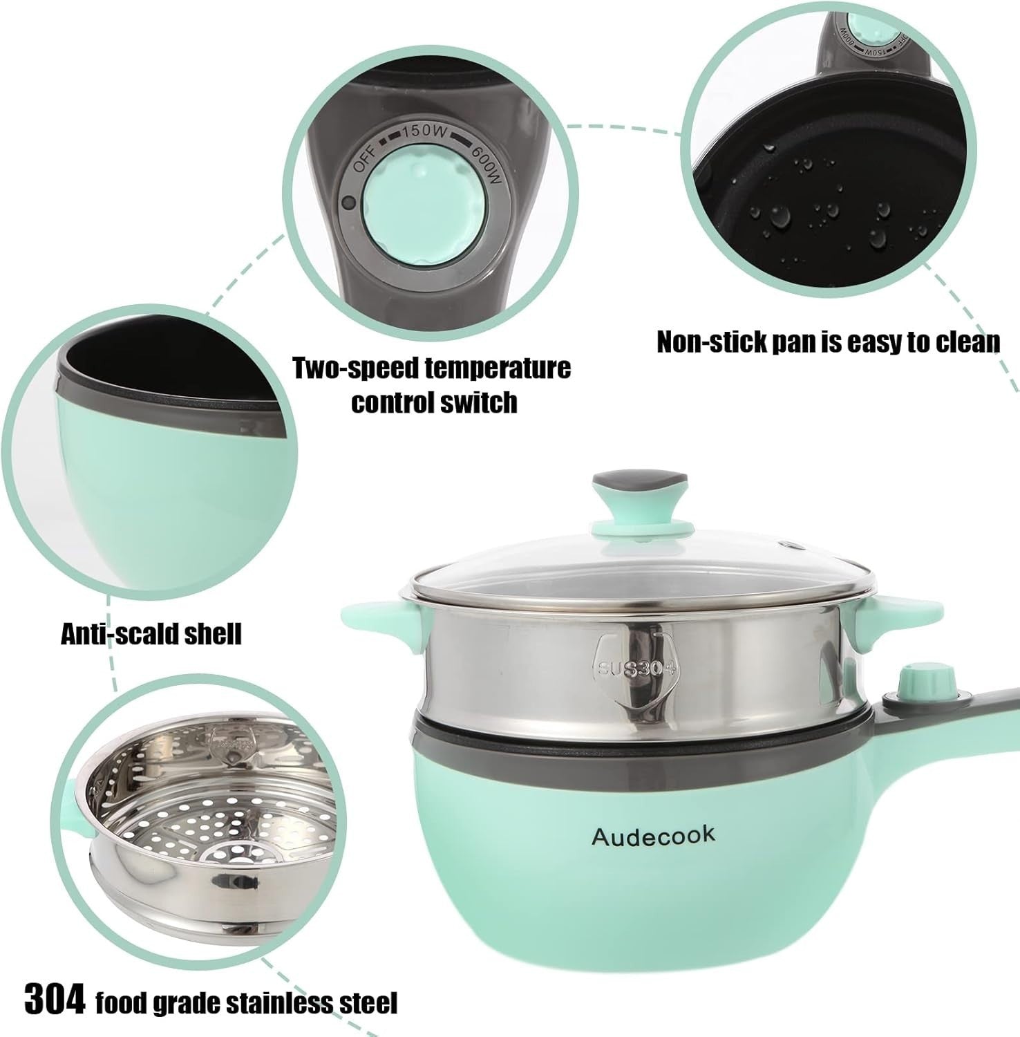 Electric Mini Hot Pot & Skillet with Steamer | Nonstick Multifunction Cooker