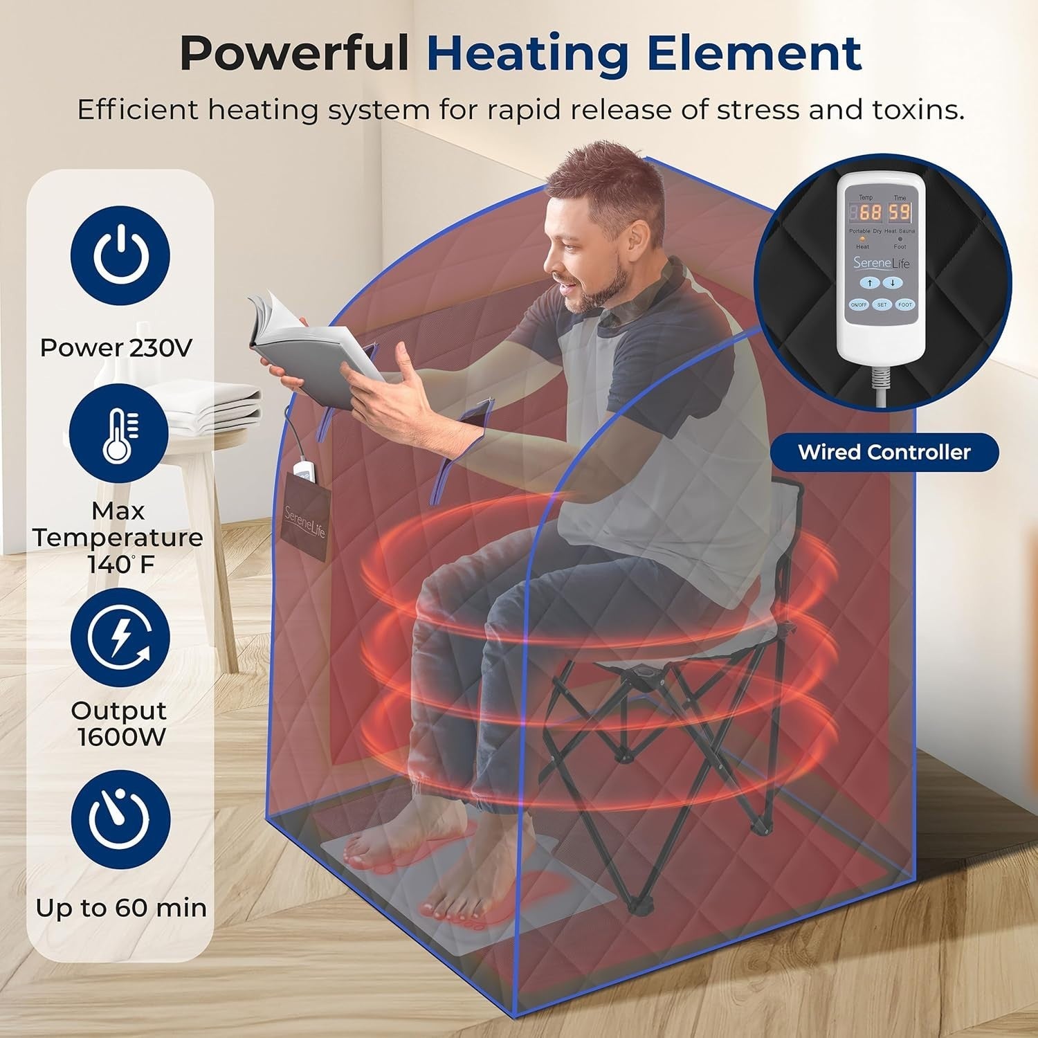 Portable Home Sauna Tent – Infrared Steam Sauna with Chair & Foot Pad