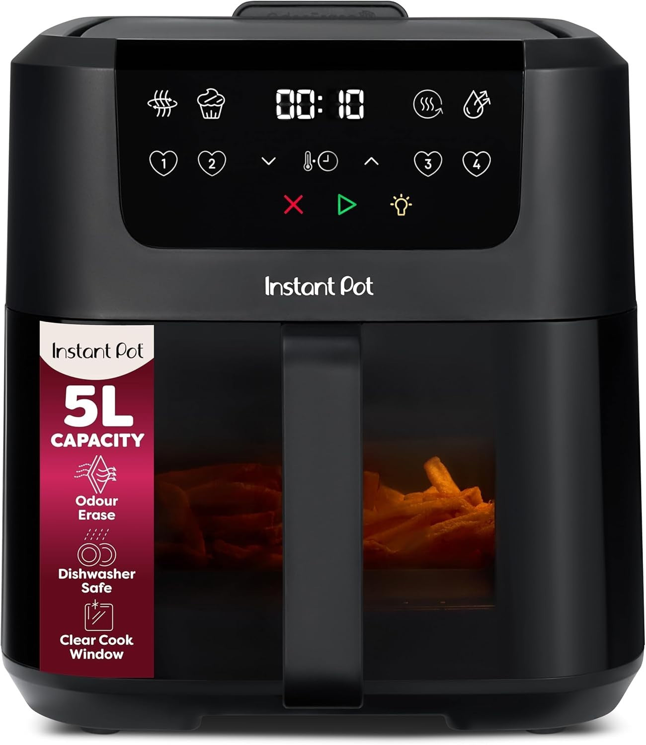 5L Digital Air Fryer Compact Window Rapid Cook 4-in-1 Bake Reheat Dehydrate