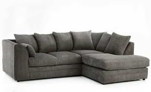 Grey Jumbo Cord L Shape Corner Sofa 4 Seater RH – Comfy Modular Couch