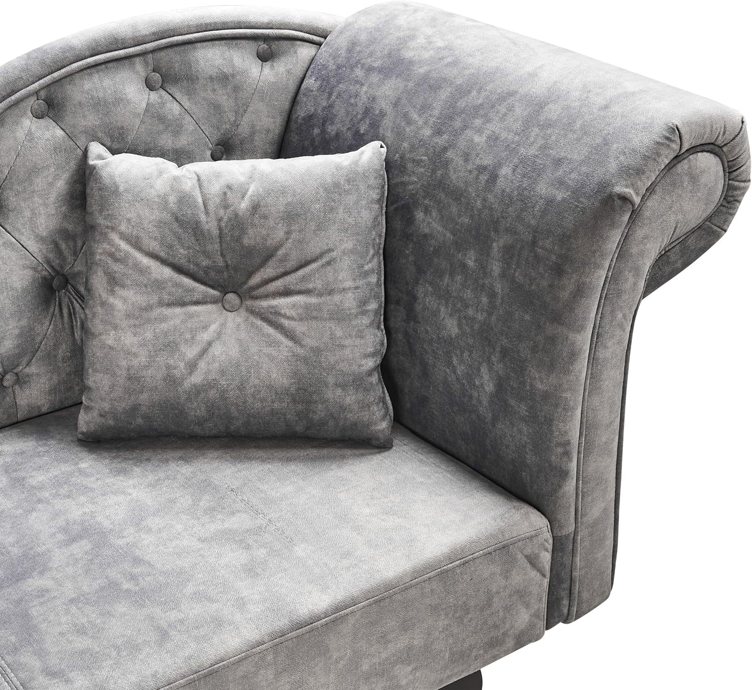 Grey Velvet Retro Chaise Lounge Right Hand | Button Tufted, Stylish Comfort