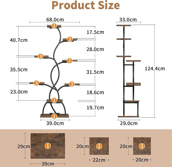 8 Tier Metal Plant Stand with Grow Lights, Tall Indoor Flower Shelf for Living