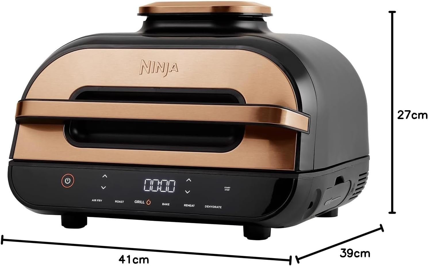 Health Grill Air Fryer 6-in-1 Digital Probe 260°C No Flip 3.8L Copper Black