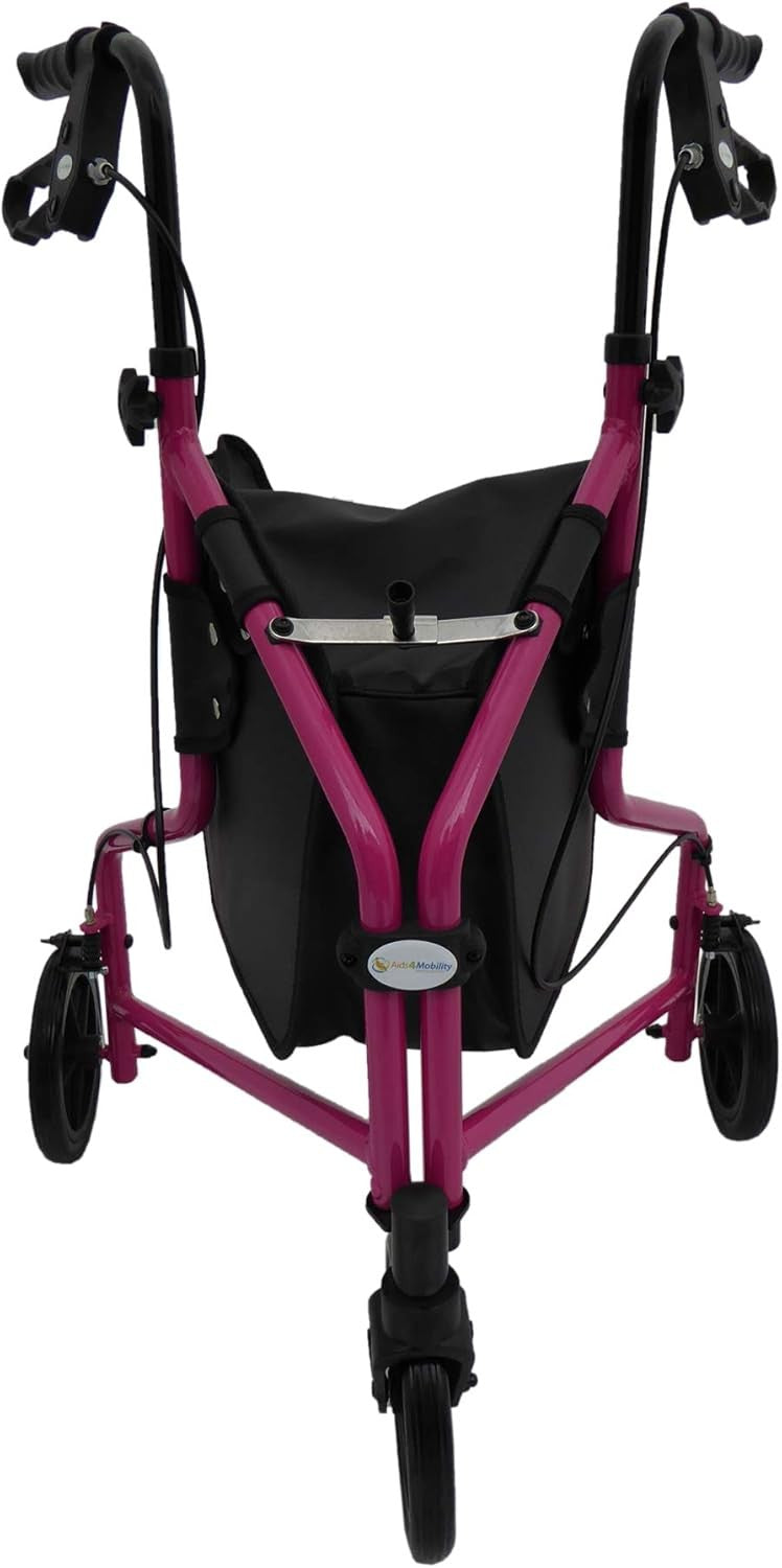3 Wheel Rollator Walker Folding Lightweight Brakes Bag Indoor Outdoor