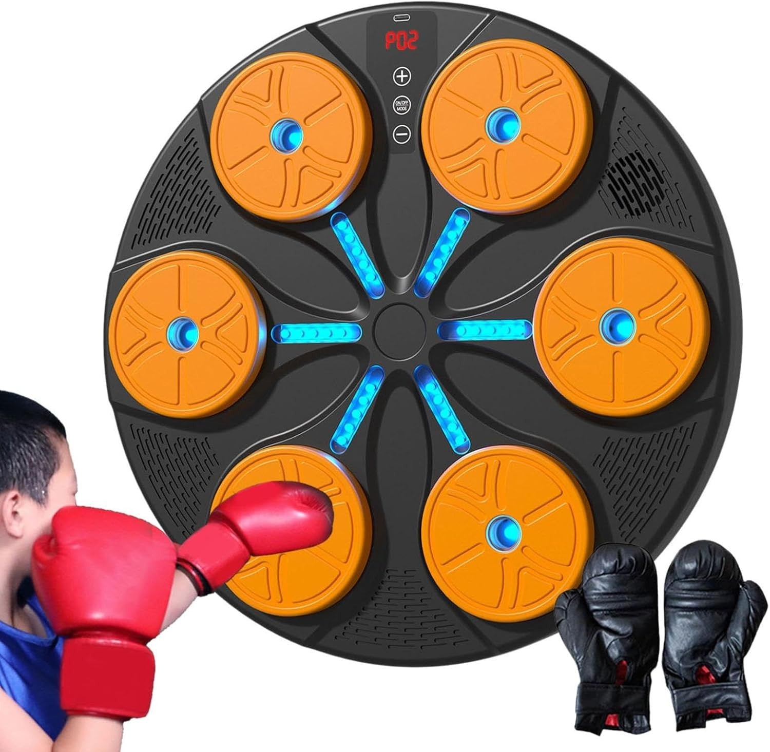 Music Boxing Wall Target LED Punch Trainer Reaction Pad Home Gym Set