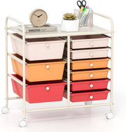 9 Drawer Rolling Storage Trolley Macaron Utility Cart Organizer Wheels