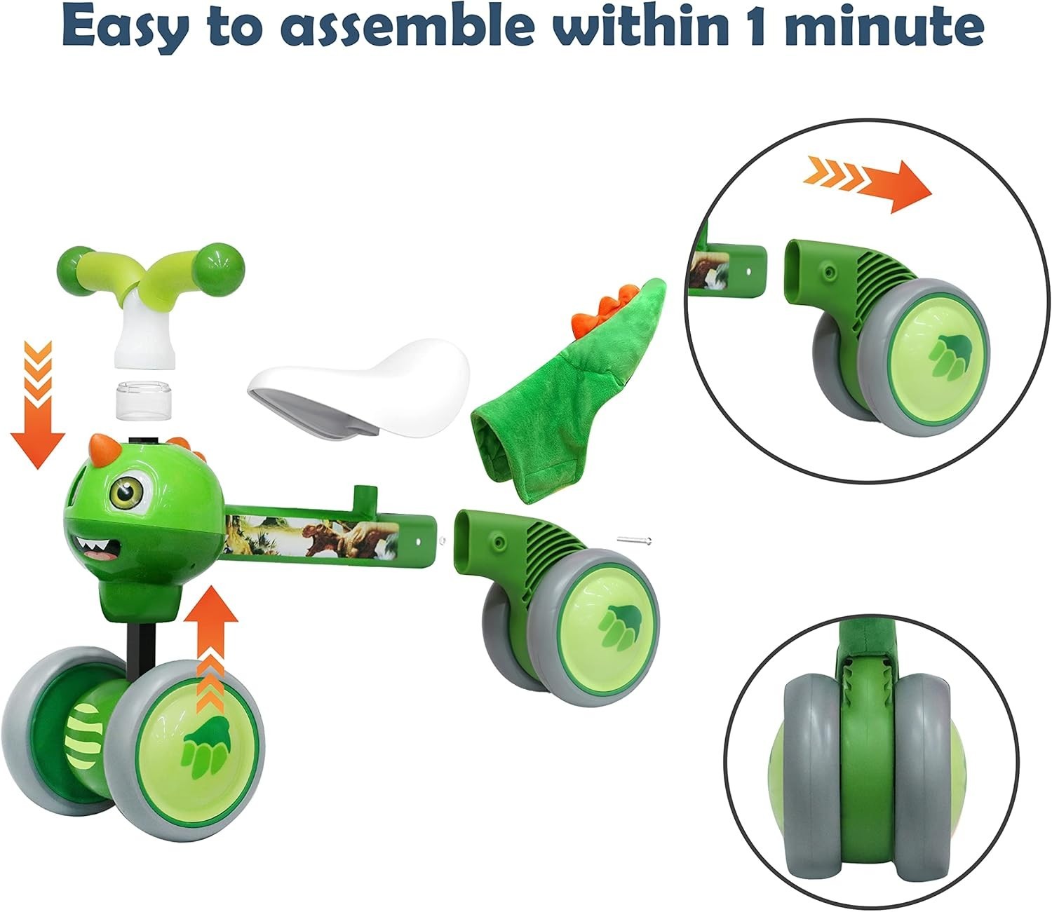 Baby Balance Bike Toddler Ride On Walker No Pedal Dinosaur 10-36M